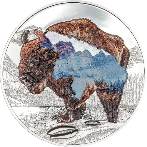 2023 Mongolei 1000 Togrog 2oz INTO THE WILD BISON 0,9999 Silber Ultra High Relief - Bild 1 von 3