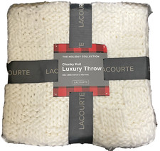 Lacourte Chunky Knitted Holiday 50" x 60" Luxury Cozy Throw Blanket - Ivory