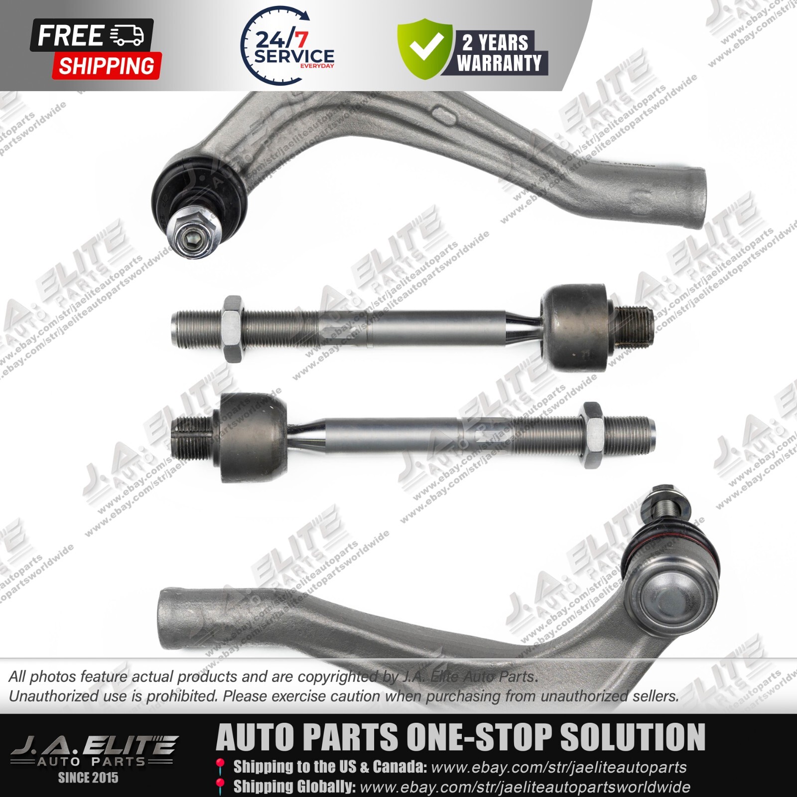 4pcs Left & Right Inner & Outer Tie Rod End kit fits Maserati Levante (2017)