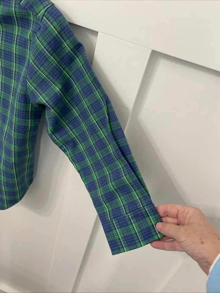 Camisa con botones Kelly’s para niños talla S (5-6) - verde/púrpura a cuadros Foto 4 de 4