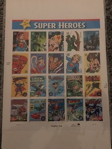 2005 DC Comics Super Heroes, 39cent Stamps. Un-used sheet of 20 stamps