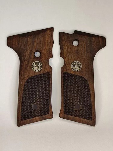 Beretta 92X Full Size Grips Turkish Walnut Wood Grip New SET Handmade Metal Logo - Picture 2 of 11