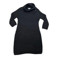 Calvin Klein Womens Gray Sweater Dress Size Large Cowl Neck Buckle A7