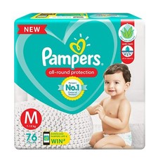 Pampers All round Protection Pants, Medium size baby Diapers, M 76 Count