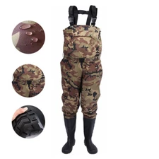 6-13 Size Bootfoot Chest Wader 2-Ply Nylon PVC Waterproof Fishing for Men Women
