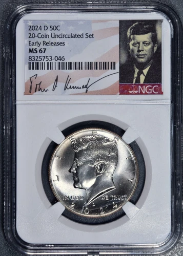 2024-D 50c KENNEDY HALF DOLLAR 20-Coin UNC Set ER KM#202b NGC MS 67 A4502