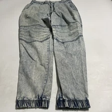 Vtg 90s Mens Bugle Boy Mountain Patrol Acid Wash Baggy Jeans 34x32 Destroyed