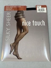 1 Pair Silky Sheer Nice Touch Control Top Pantyhose BLACK Size AB -FREE SHIP!!
