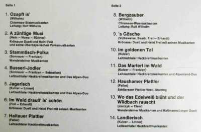 LP Jodler, Schuhplattler und a zünftige Musi (London Stereo