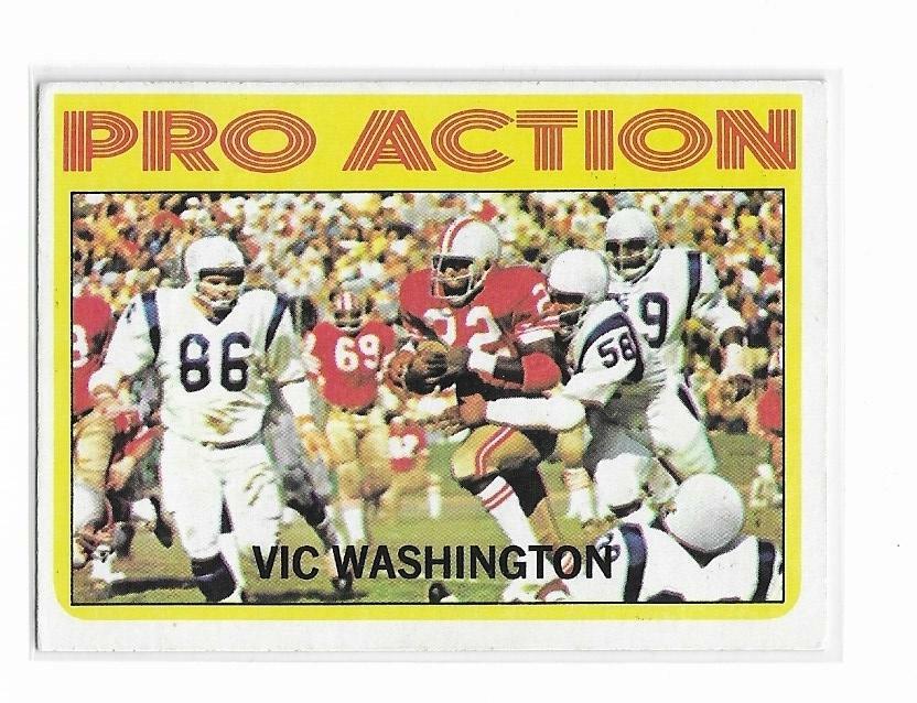 VIC WASHINGTON 1972 Pro Action Topps Football card #255 San