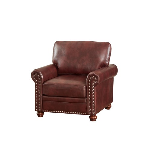 Classic Faux Leather Sofa Upholstered Couch with Nailhead Trim Removable Cushion - Picture 104 of 206