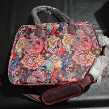Nwt Oilily Womens Burgundy Floral Office Messenger Laptop Bag New