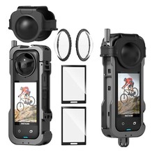 Insta 360 X4 Aluminum Metal Frame Cage Bag Case Lens Guards with Silicone Len...