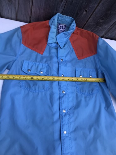 Vintage Skitique Nylon Windbreaker Mens Medium Red Blue 1970’s Snap Buttons - Picture 7 of 12