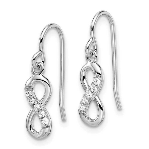 Sterling Silver Rhodium-plated with CZ Infinity Shepherd Hook Earrings 0.95" - 第 2/2 張圖片