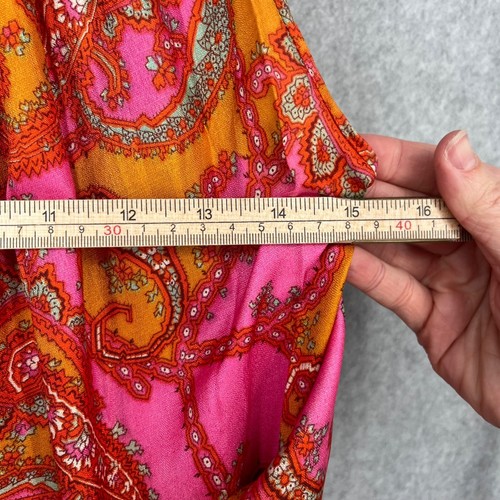 VTG 60s Psychedelic Wide Leg Jumpsuit Size 34 Union Made Bright Pink Paisley Mod - Picture 20 of 20