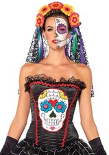 Sugar Skull Bustier Womens Adult Costume Top Halloween Size Large