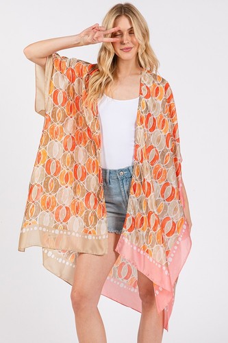 Do Everything in Love Sommer-Kimono zweifarbig Borte abstraktes Muster seidiges Gefühl - Bild 6 von 35
