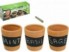 Set of 3 Terracotta Chalk Board Plant Pots Herbs Planter Garden Pot Storage Kids