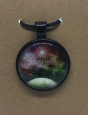 Galaxy Round Glass Dome Cabochons 1" Black Bezel Pendant New Free Ship 541