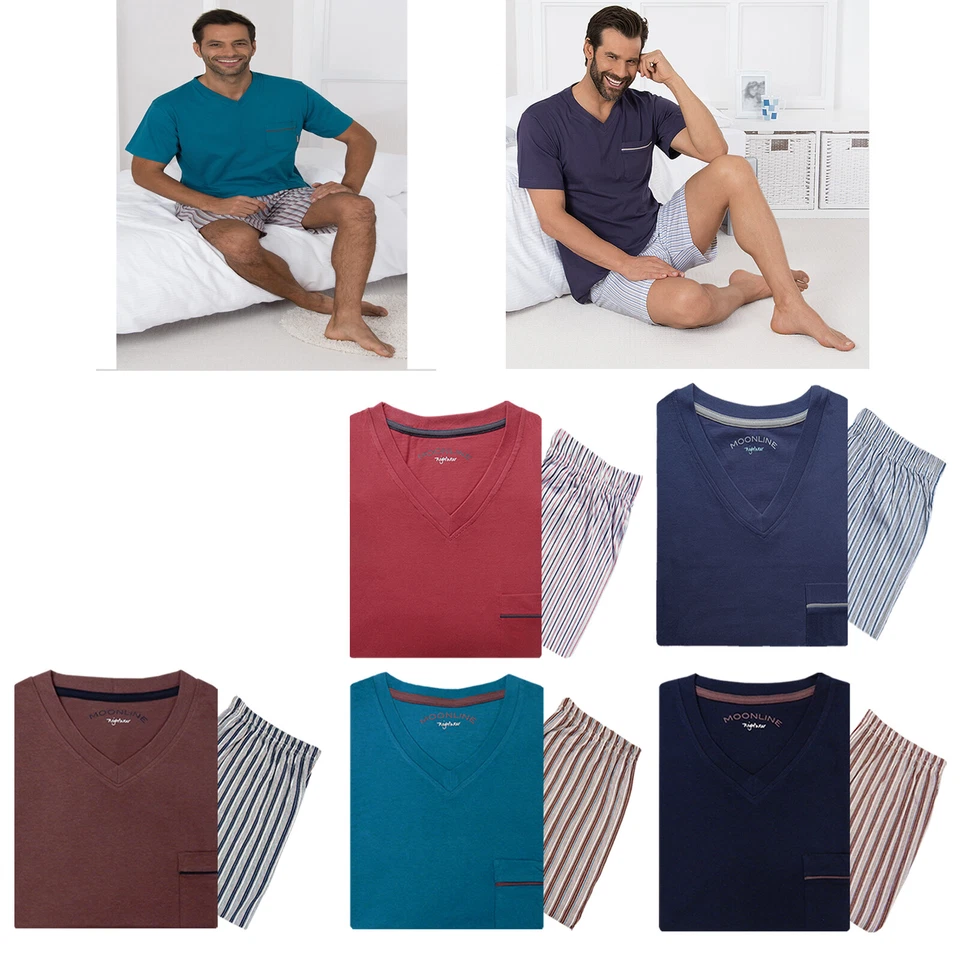 Herren Nachtwäsche Schlafanzug Pyjama kurz Manuel Baumwolle Größe M L XL XXL /// - Bild 1 von 4