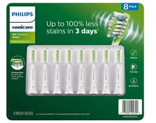 Philips Sonicare W3 Premium White Replacement Tooth Brush Heads - 8 Pack