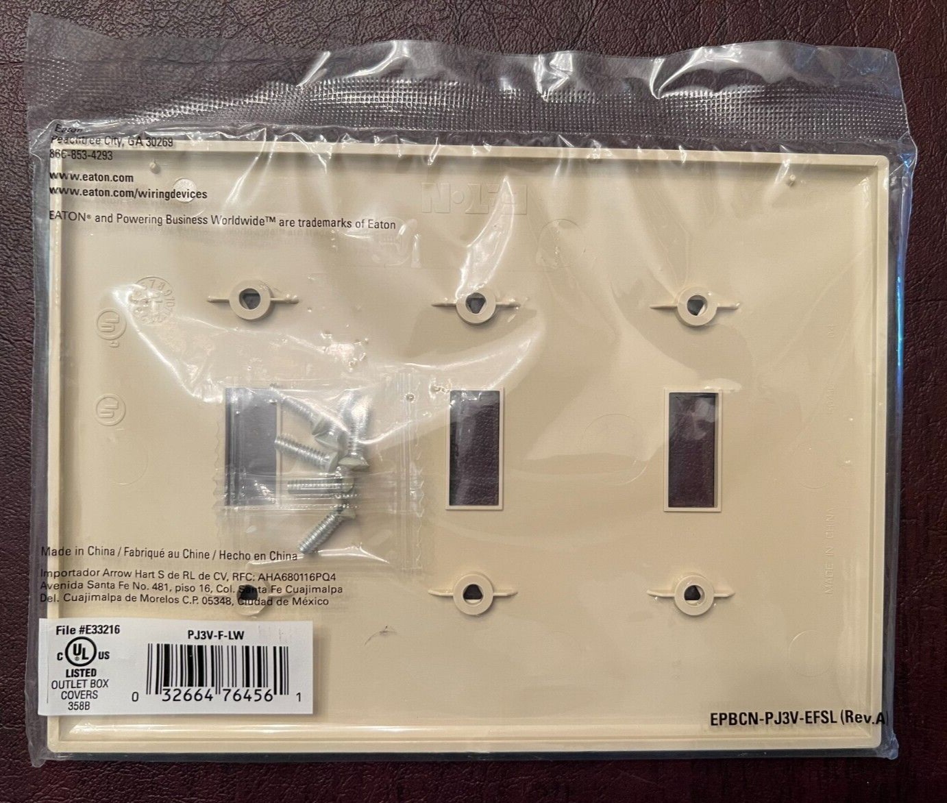 EATON Light Switch Wall Plate Cover - Almond Beige - Triple Switch &ndash; NEW Sealed 