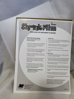 7 Sheets! Grafix Shrink Film*Shrinky Dinks Bake Art Crafts*Matt/Opaque 8.5'' X11''