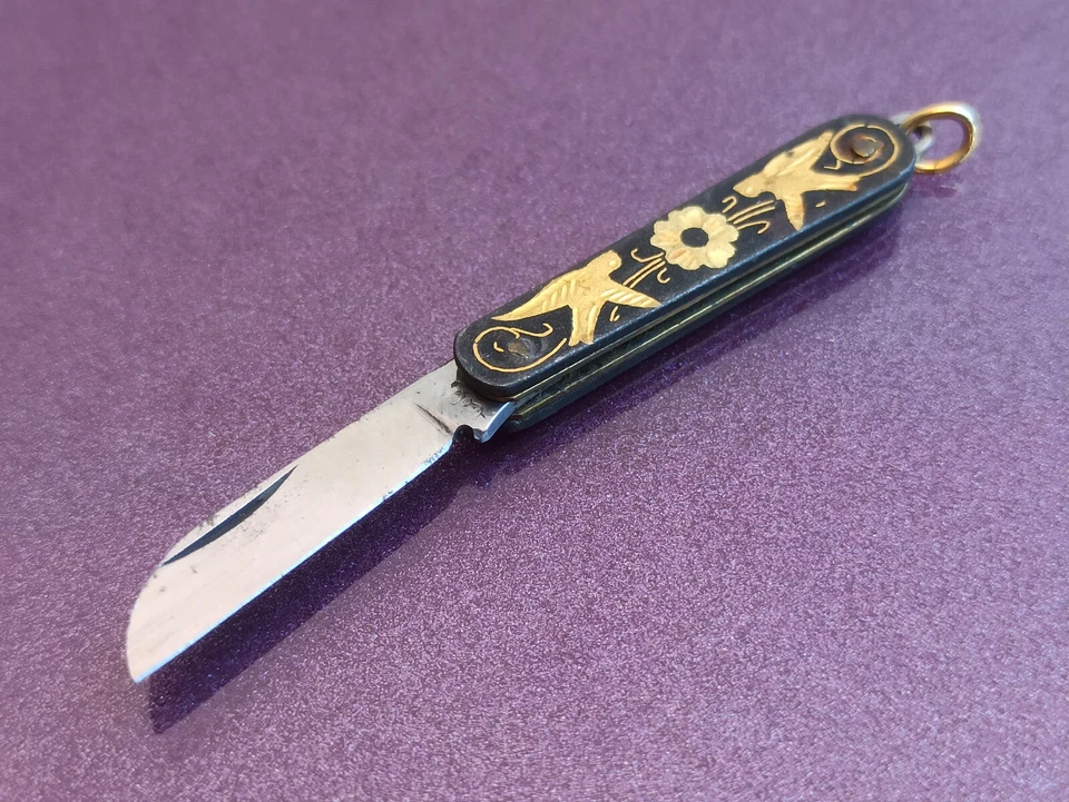 Toledo Damascus Navaja Albacete, Spain Knife, Navaja, Vintage Folding Knife - Image 3 of 4