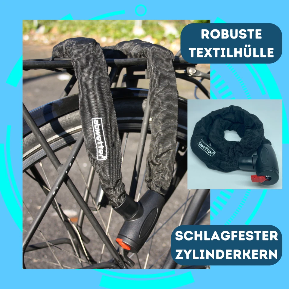 Fahrradschloss Kettenschloss Panzerschloss mit 10 MM Stahlkette Sicherheit 10/10 - Bild 4 von 4