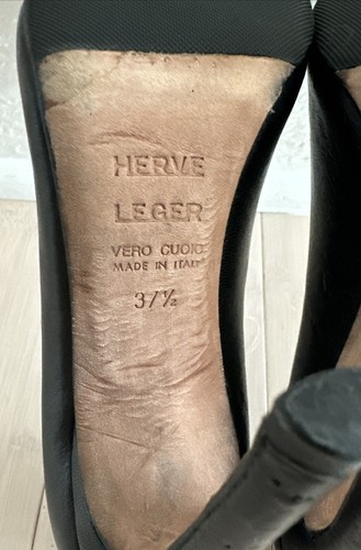 Herve Leger Leather Pumps Black Pointed-Toes Stiletto Heels Size 37.5 (7) - Picture 6 of 12