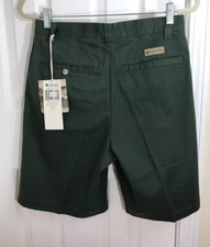 Vintage Columbia Mens Shorts 30 Army Green Cotton Chino Pleated NWT 90s Rare