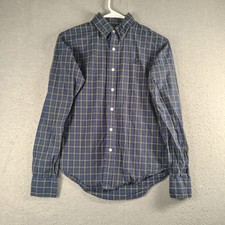 Ralph Lauren Sport Boys Youth 8 Blue Yellow Plaid Button Down Shirt EUC Oxford