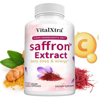 Vegan Saffron Caps -Support Daily Bliss,Stress Relief&Eye Health with L-Theanine