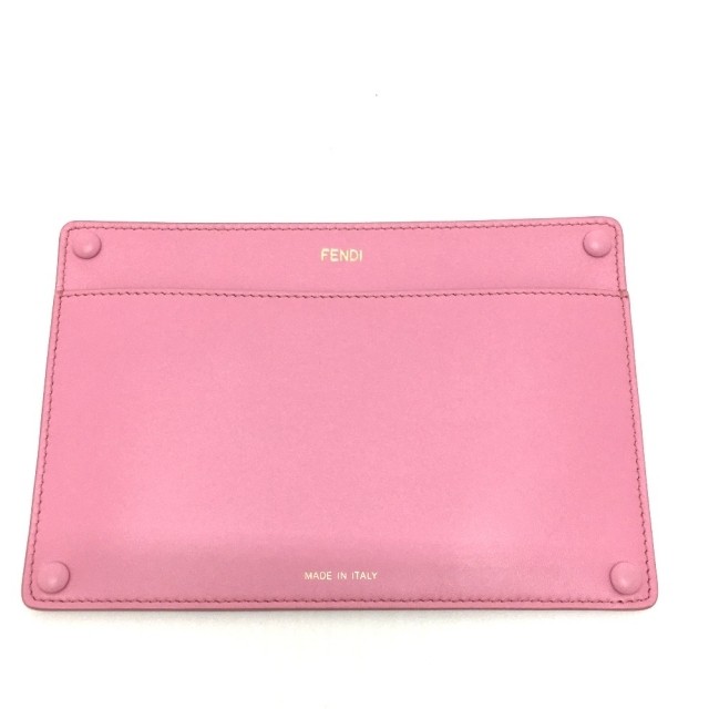 FENDI Peekaboo Leather Pouch in Pink 7AR907 Rare Flat Pocket Bag