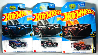 Lot of 3 - Hot Wheels - Classic TV Batmobile - Batman - 3 Variations