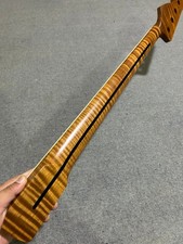 AAAA Stainless 20 Fret Roasted Flame Maple J Bass guitar neck Inlay 34inch Parts