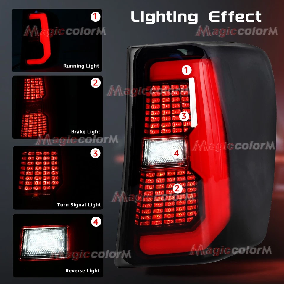 For 1999-2004 Jeep Grand Cherokee Smoke Tail Lights Brake Rear Lamps Left+Right Foto 2 de 4