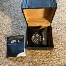 Men’s GUESS-Watch with Black Dial & Fabric Strap W11623G1-BOXED-working 