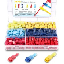 240PCS T Tap Wire Connectors, Self-Stripping Quick Splice Electrical Wire Ter...