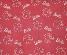 Pink Fabric Barbie Girl Head Toss Mattel Premium 100 Cotton 2 yd x 44  