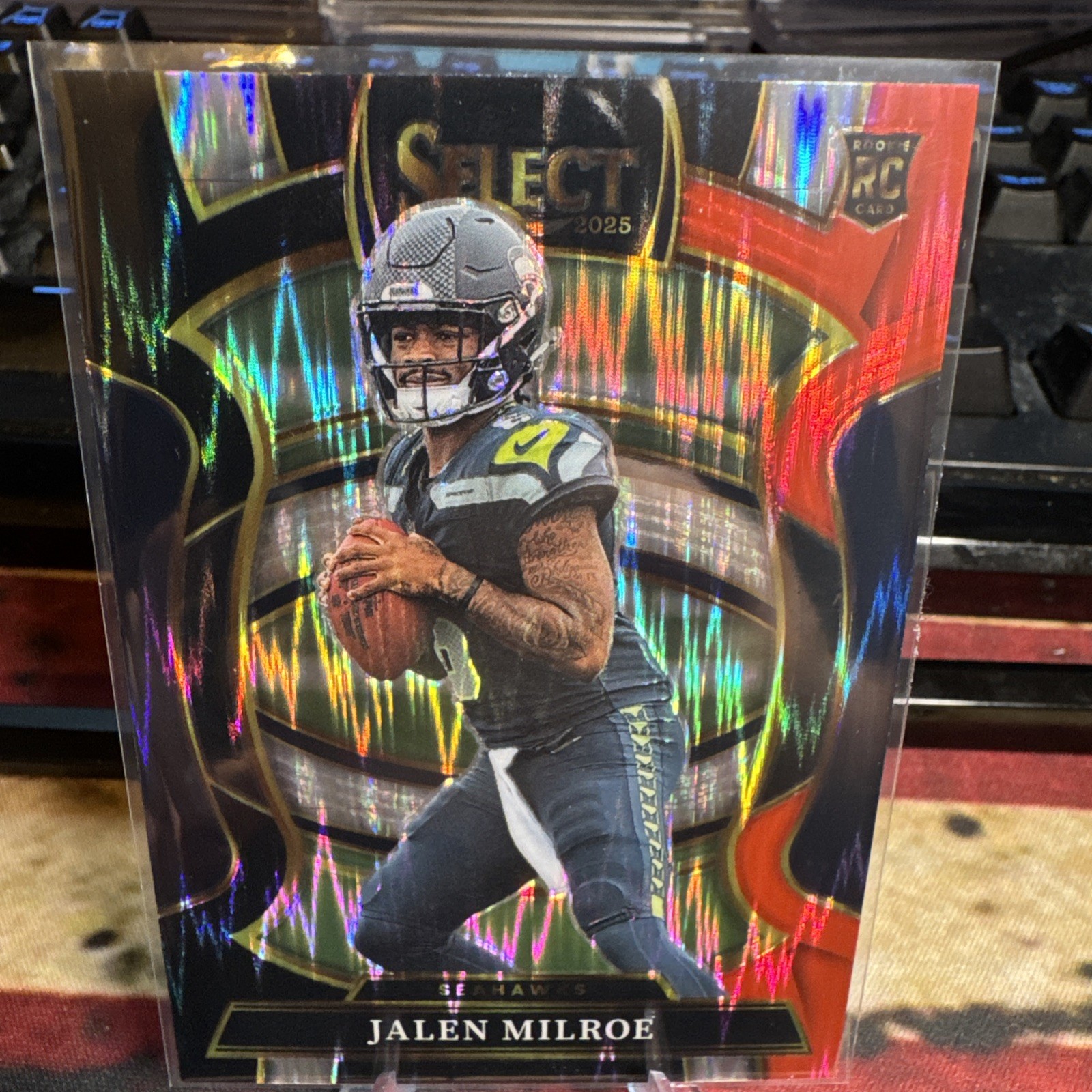 2025 Panini Select #14 Jalen Milroe Black and Red Prizm Shock