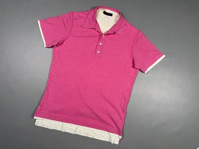 Men's Dsquared2 Layered Polo Shirt Pink Men's size L