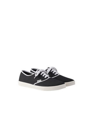 PRADA $975 Black Drill Fabric Sneakers New & Authentic