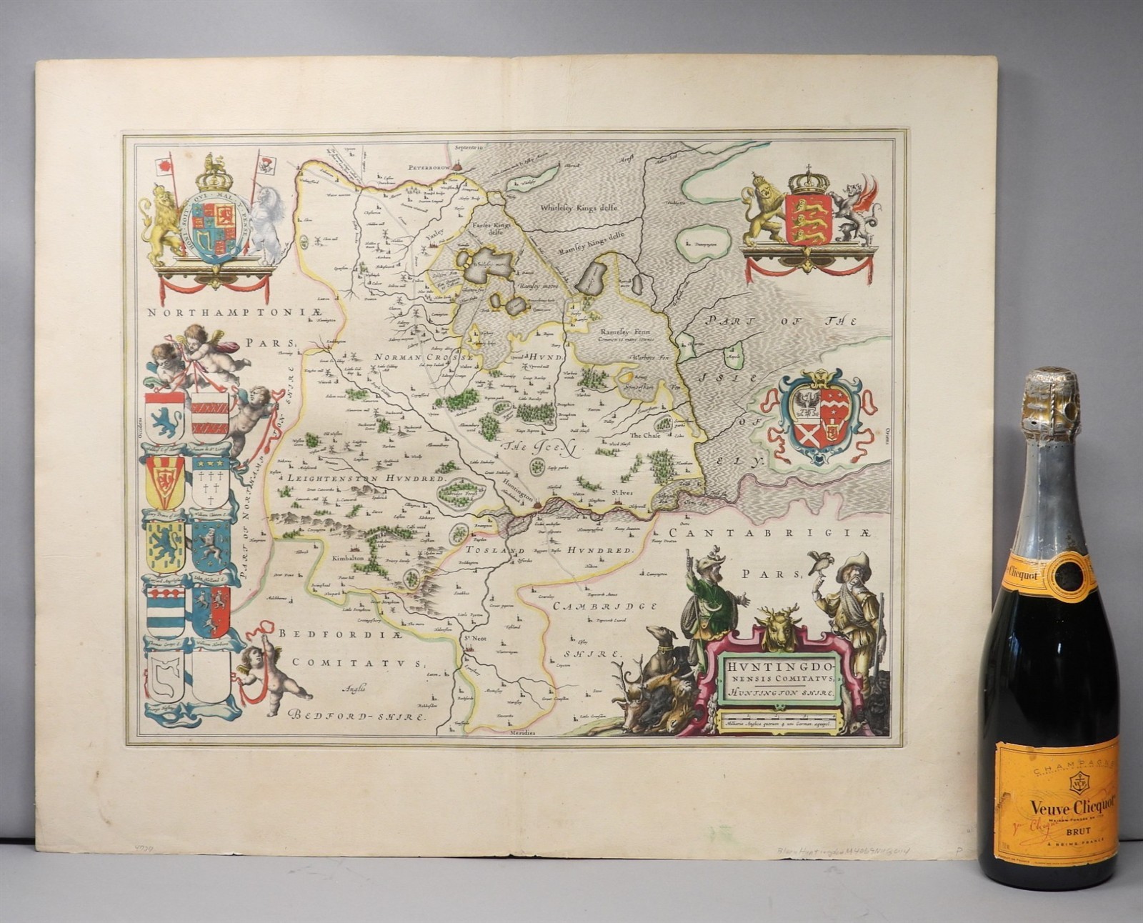 1645 Joan Blaeu Huntingdonensis Comitetus Huntingdon Shire European Map