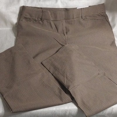 Rafaella Women's Stretch Pant Rich Khaki Checked Stretch Pockets size 16