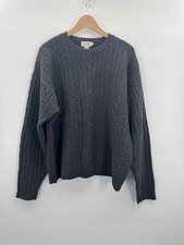 J Crew Vintage Y2K Sweater Mens XLarge Cable Knit Lambswool Crewneck Fisherman