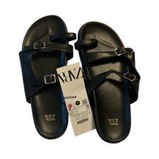Zara Women s Black Leather Buckle Adjustable ...