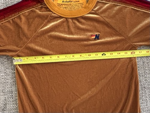 Aviator Nation ๐ Gold 5 Rainbow Stripe Velvet Crewneck Unisex Kids Size 14 - Picture 5 of 6