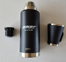 Thermos by: Perka with BNSF Logo. 51 oz Double - Wall Growler with Cup